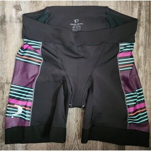 Pearl Izumi Elite Cycling Shorts Womens L Black Striped Padded Biker Shorts